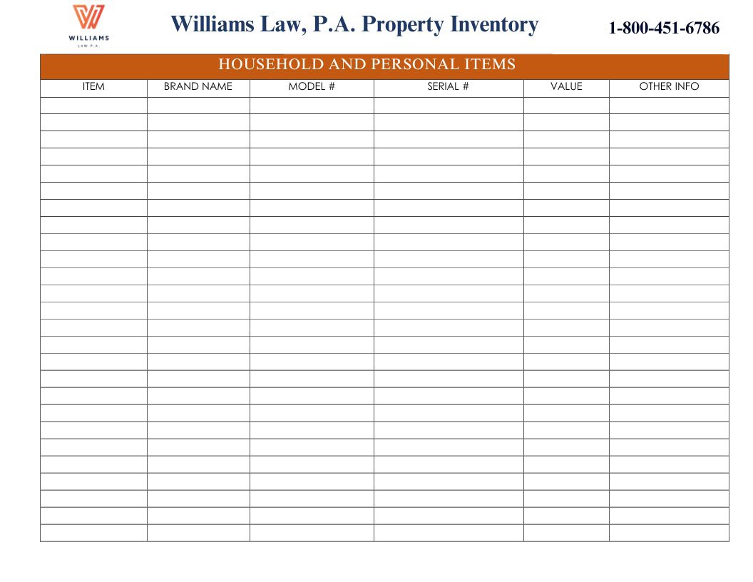 Home Inventory List | Florida Property Damage Lawyer